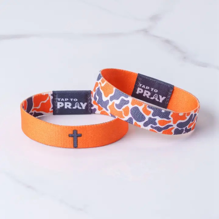Tap To Pray™ Reversible Wristbands - Team Camo - Orange & Grey