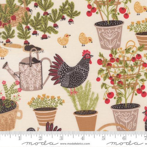 The Henhouse Gingiber Chicken Garden Landscape Cloud Multi Fabric