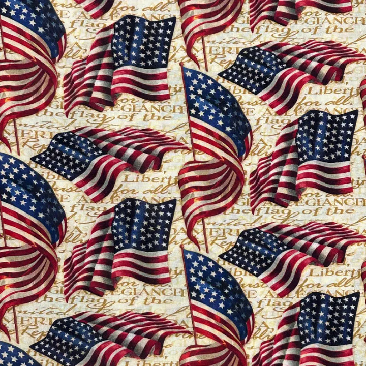 We Pledge Allegiance Cotton Fabric ~ Patriotic Red