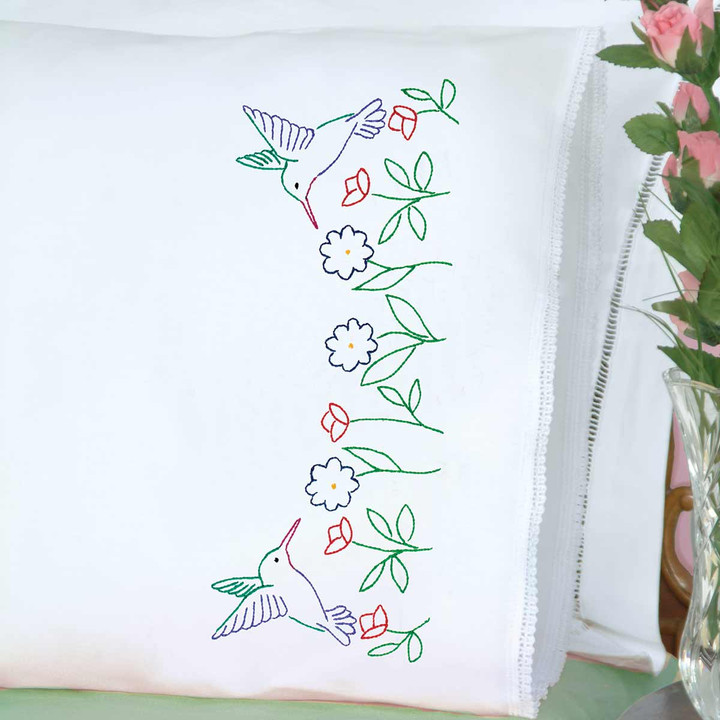 Hummingbirds Lace Edge Pillowcases