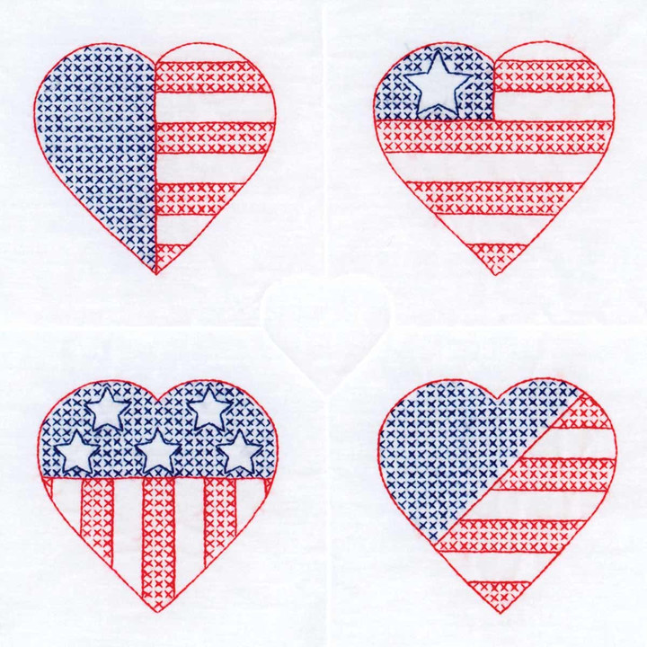 USA Hearts 18" Quilt Blocks