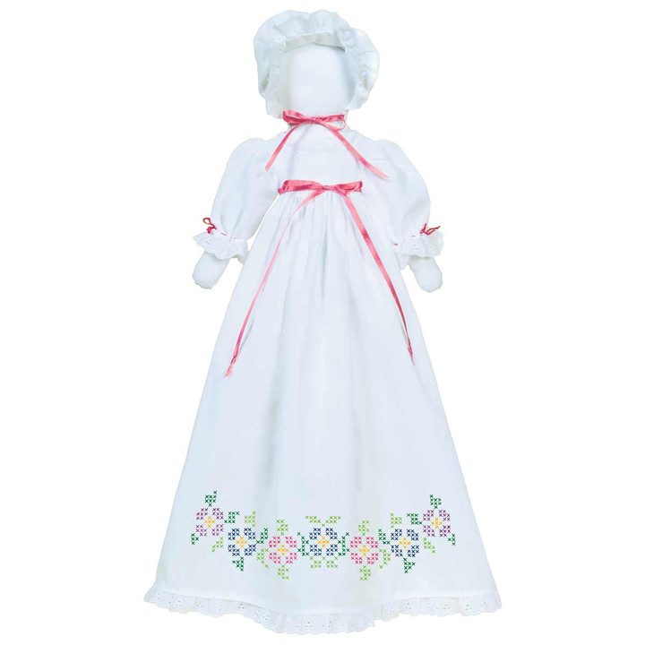 Cross-Stitch Flowers Pillowcase Doll