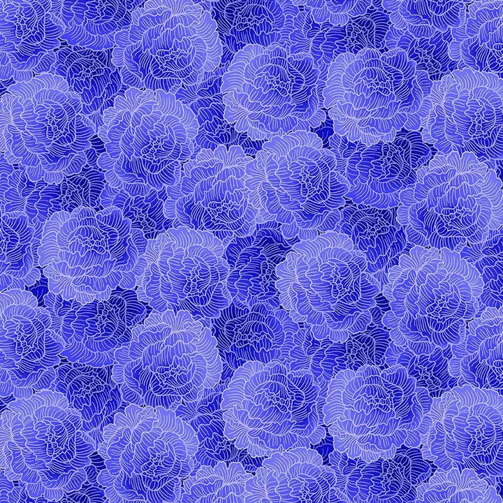 Periwinkle Tonal Packed Flower Peony Fabric – Living Color Collection