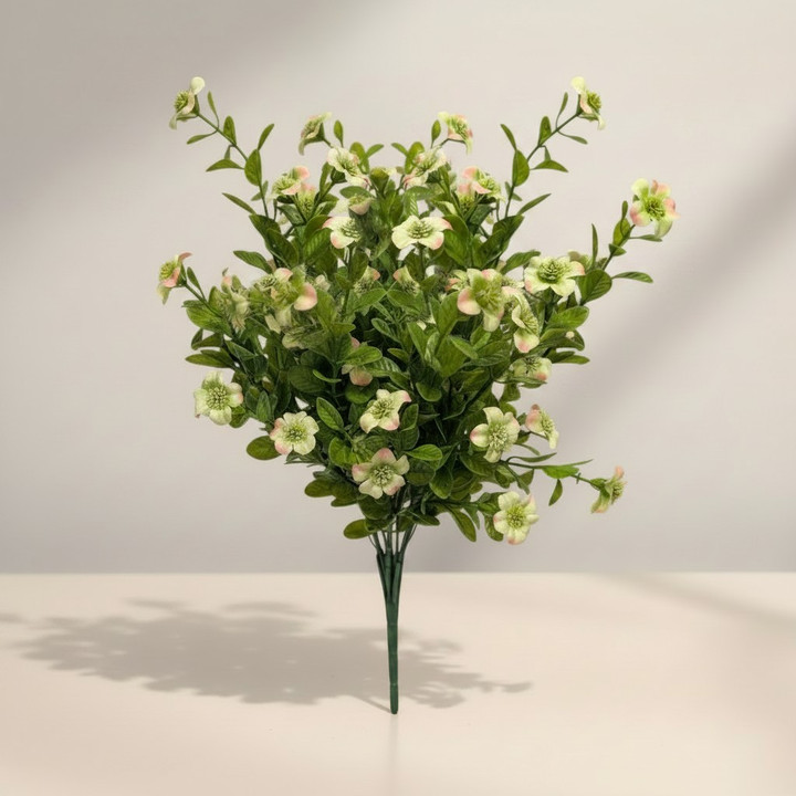 Pale Green Meadow Wildflower Blooms with Pink Accents