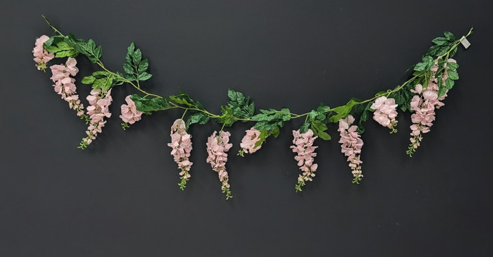 76" Pink Wisteria Garland with Hanging Loops