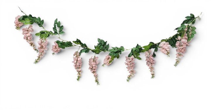 76" Pink Wisteria Garland with Hanging Loops