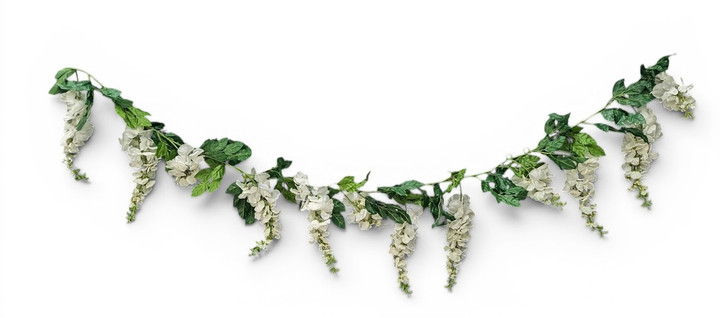 76" Ivory Cream Wisteria Garland with Hanging Loops