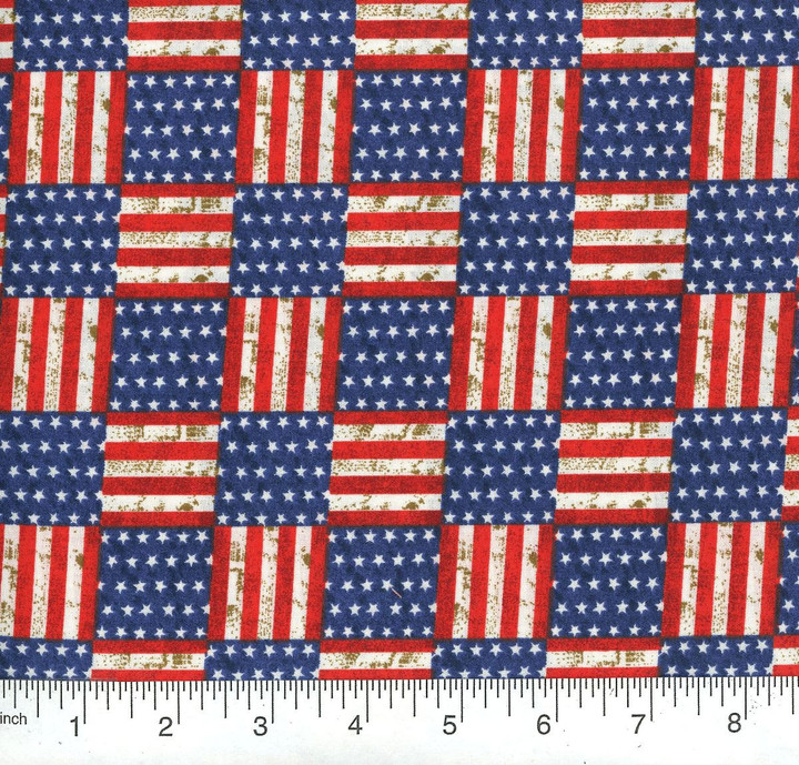 Marshall Dry Goods: Pattern 11 - 45" Red, White & Blue Cotton Fabric 