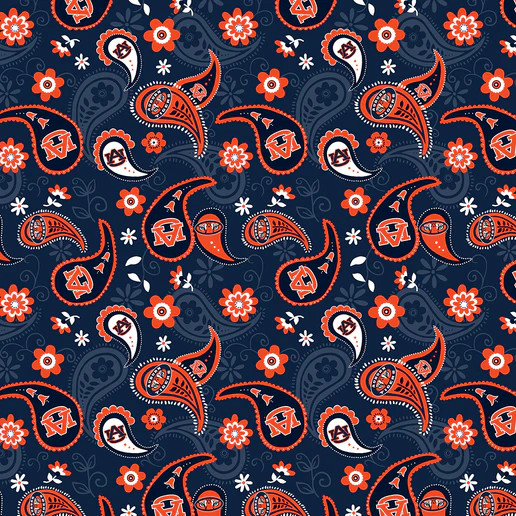 OFFICIAL LICENSED AUBURN UNIVERSITY-Paisley-100% Cotton 