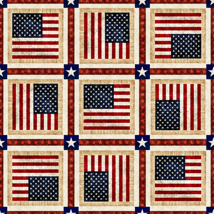 American Freedom Patriotic Flag Patchwork Cotton Fabric