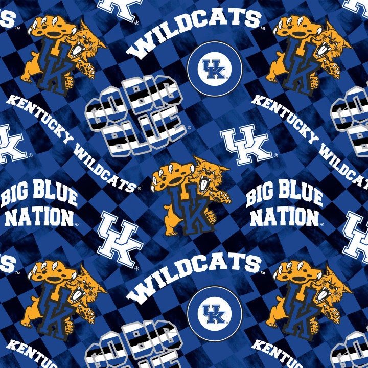 Official Licensed University of Kentucky Check Allover Cotton Fabric