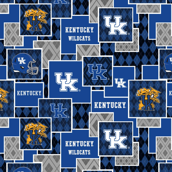 Official Licensed University of Kentucky Argyle Boxes Cotton Fabric