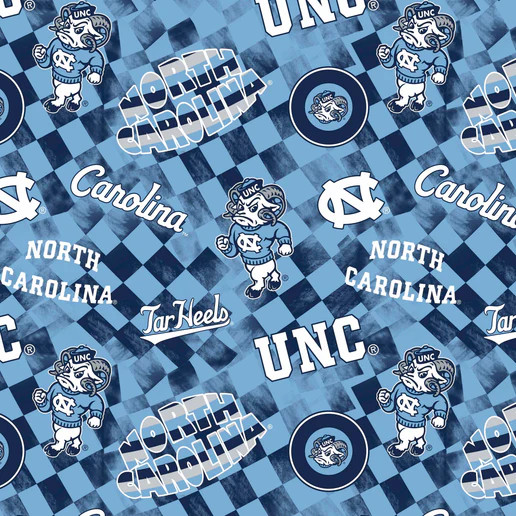 Official Licensed University of North Carolina Check Allover Cotton Fabric
