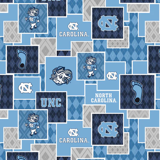 Official Licensed University of North Carolina Argyle Boxes Cotton Fabric