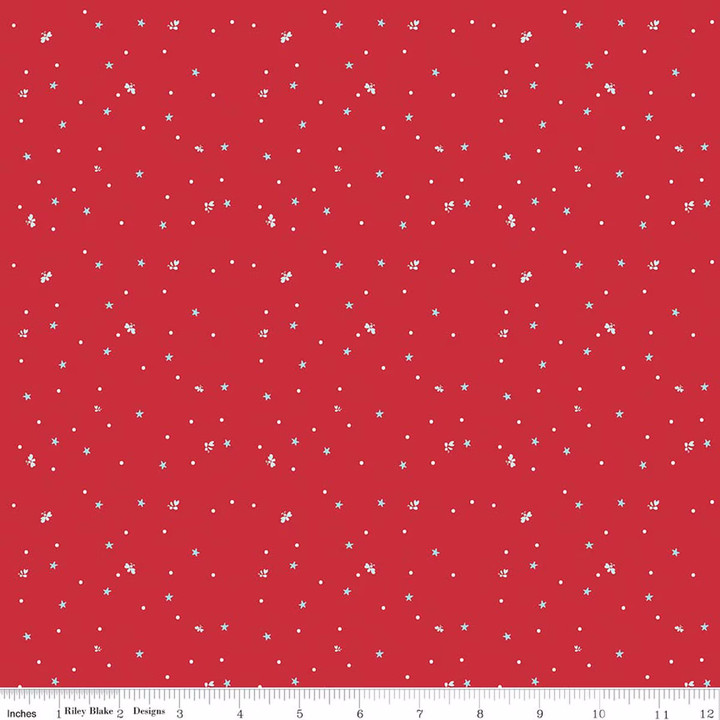 Firework Fields Red Fireflies & Starburst Print Riley Blake Cotton Fabric