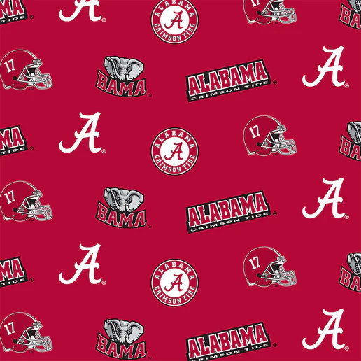 Official Licensed University of Alabama Allover Cotton Fabric