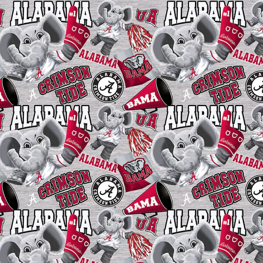 Official Licensed University of Alabama Collegiate Mascot Cotton Fabric