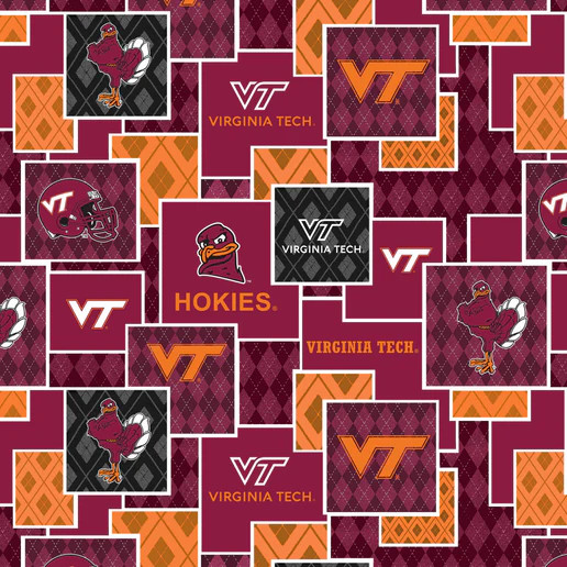 Official Licensed Virginia Tech University Argyle Boxes Cotton Fabric