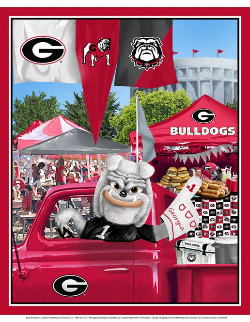 Official Licensed University of Georgia Tailgate Panel Cotton Fabric