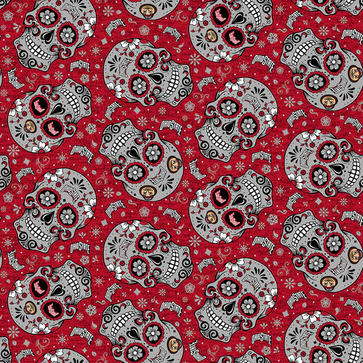 Official Licensed Ohio State University Sugar Skull Cotton Fabric