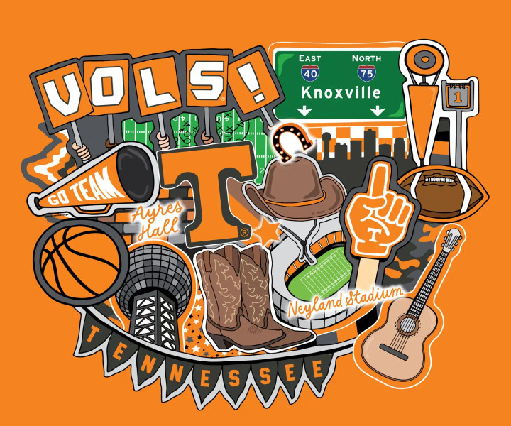 Official Licensed Tennessee Volunteers Doodle Quilt Panel Cotton Fabric