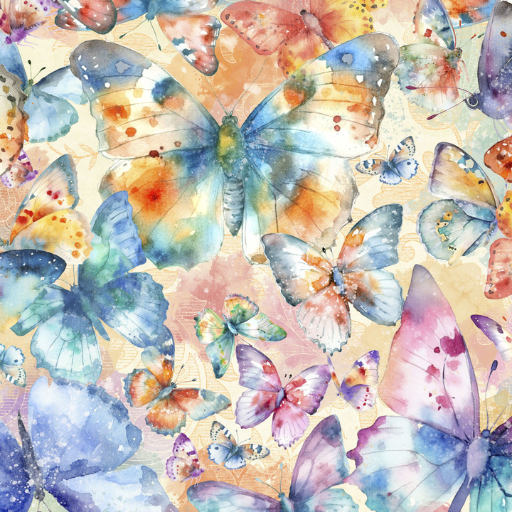 Flight of Fancy Multi Butterfly Wishes Print Graphic 45 Cotton Fabric