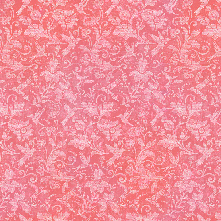 Flight of Fancy Fluttering Pink Tonal Floral & Bird Print Graphic 45 Cotton Fabric