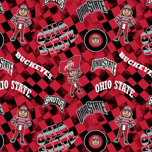Official Licensed Ohio State University Check Allover Cotton Fabric