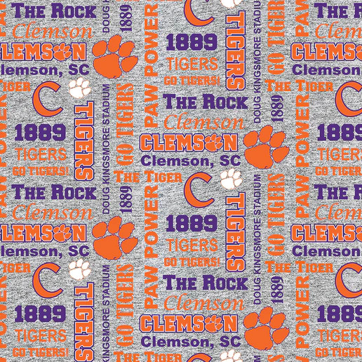 Official Licensed Clemson University Heather Verbiage Fleece