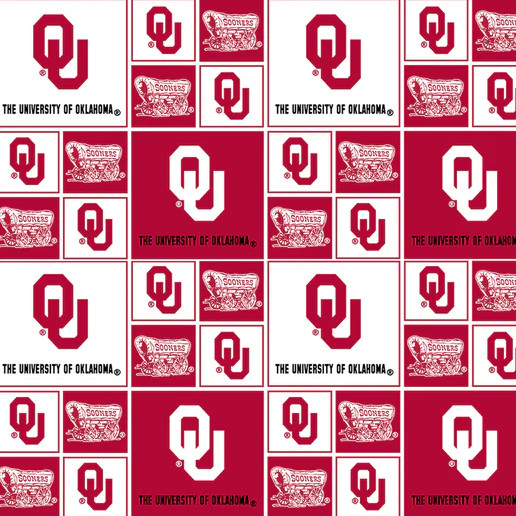 Official Licensed University of Oklahoma Geometric Cotton Fabric