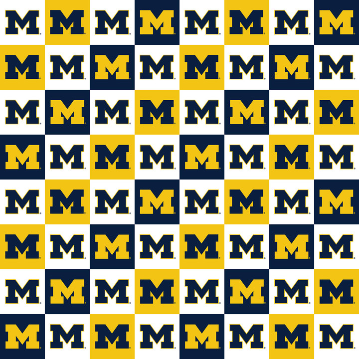 Official Licensed University of Michigan Collegiate Check Cotton Fabric