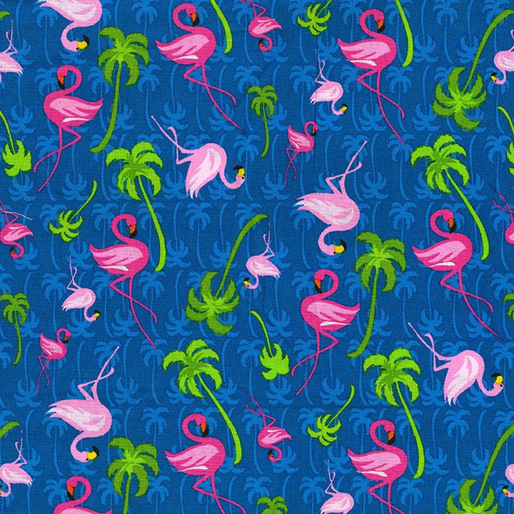 Flamingo Tropics Flamingo & Palm Print Cotton Fabric