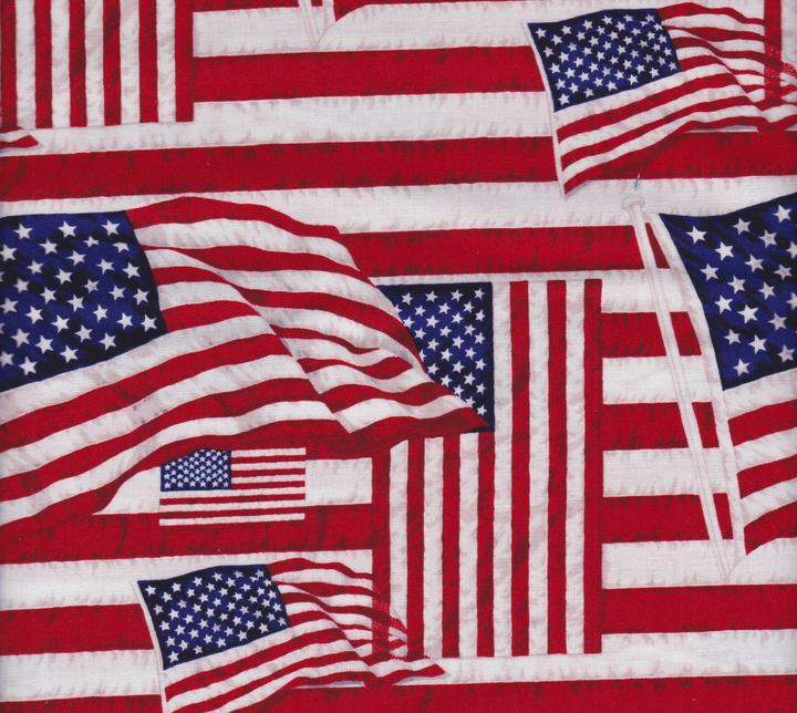 American Flag Toss Patriotic Cotton Fabric