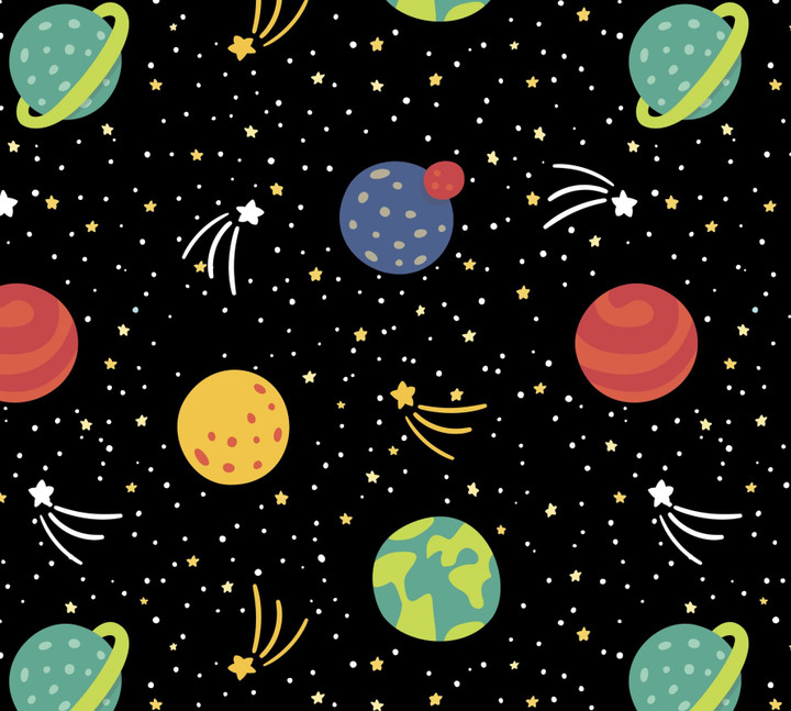 Planets & Stars Space Flannel Cotton Fabric