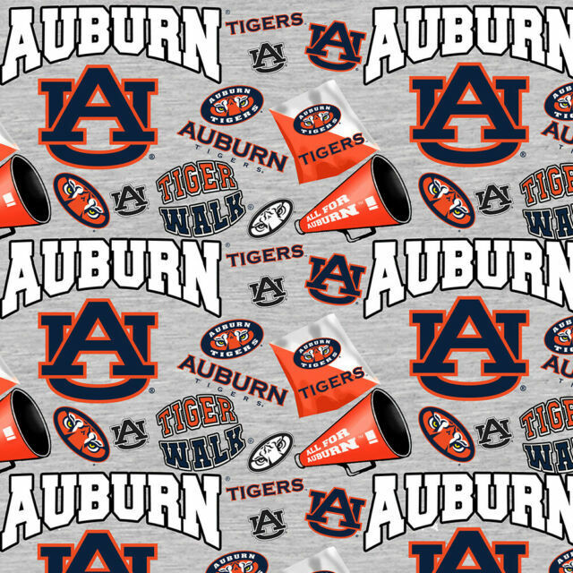 Official Licensed Auburn University Tigers NCAA Allover Mascot Cotton Fabric