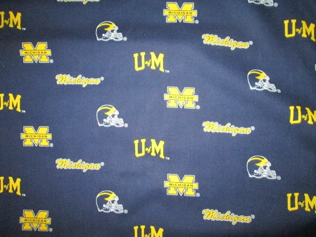 Official Licensed University of Michigan Wolverines Allover Mascot Fabric