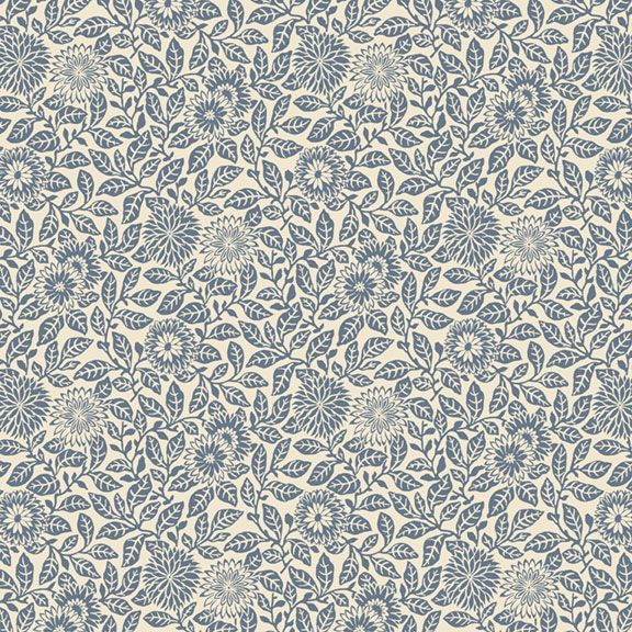Smithsonian Wild Flowers Flower Field in Blue – 100% Cotton