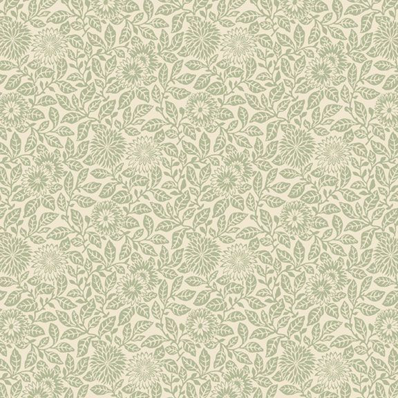 Smithsonian Wild Flowers Flower Field in Sage – 100% Cotton