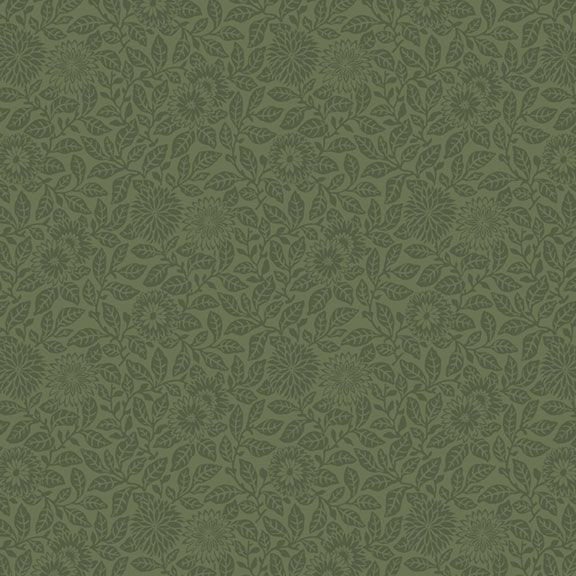 Smithsonian Wild Flowers Flower Field in Hunter – 100% Cotton