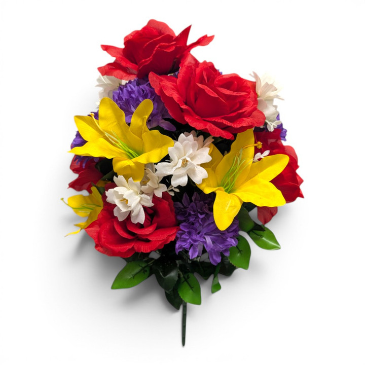 23" Purple, Red, Yellow Mixed Rose / Lily Bush