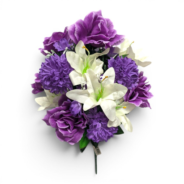 23" Purple & White Mixed Rose / Lily Bush