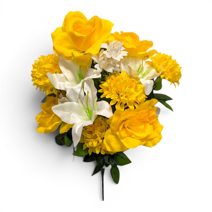 23" Yellow & White Mixed Rose / Lily Bush
