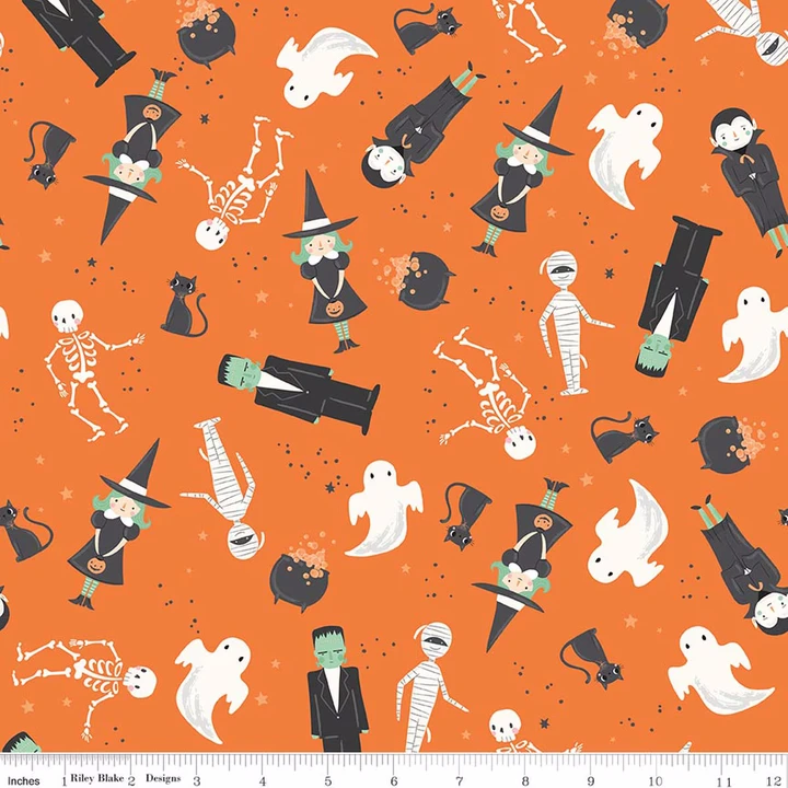 Frank and Friends Halloween Character Toss Riley Blake Cotton Fabric