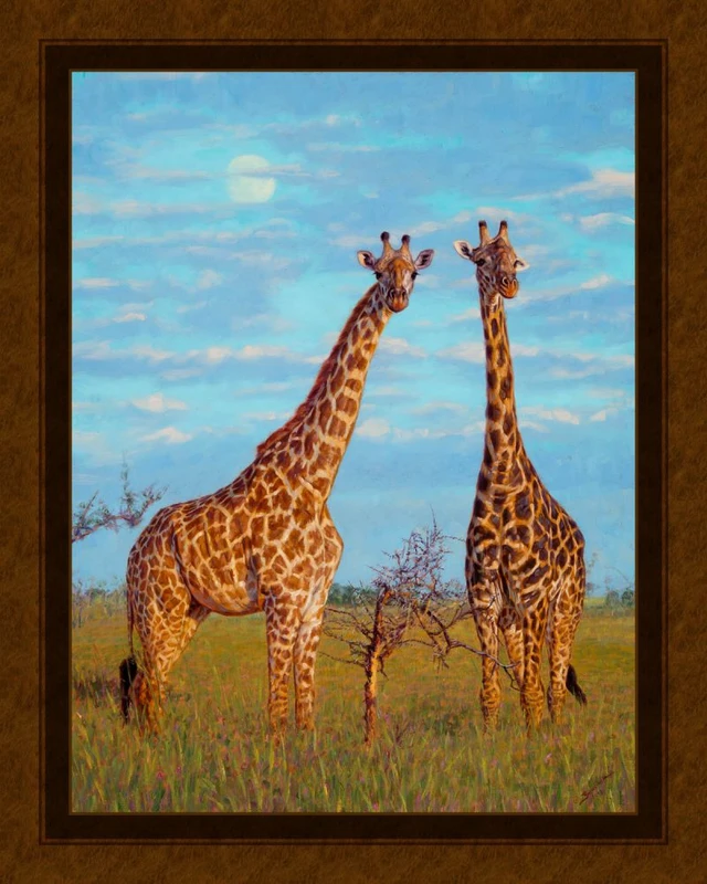 Early Moon Giraffe Fabric Panel