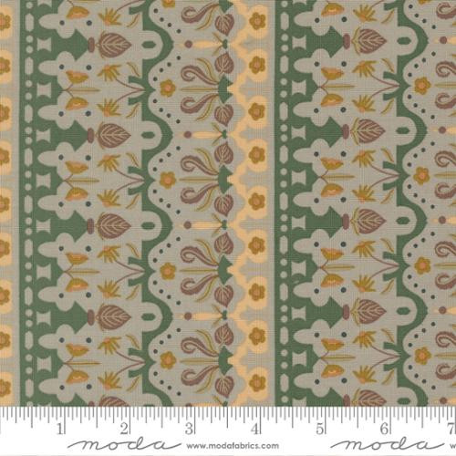 Sunlit Ruins Silver Floral Stripe Cotton Fabric