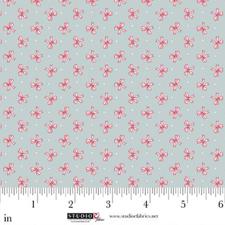 Beautiful Bowquets Sage & Pink Bow Toss Cotton Fabric