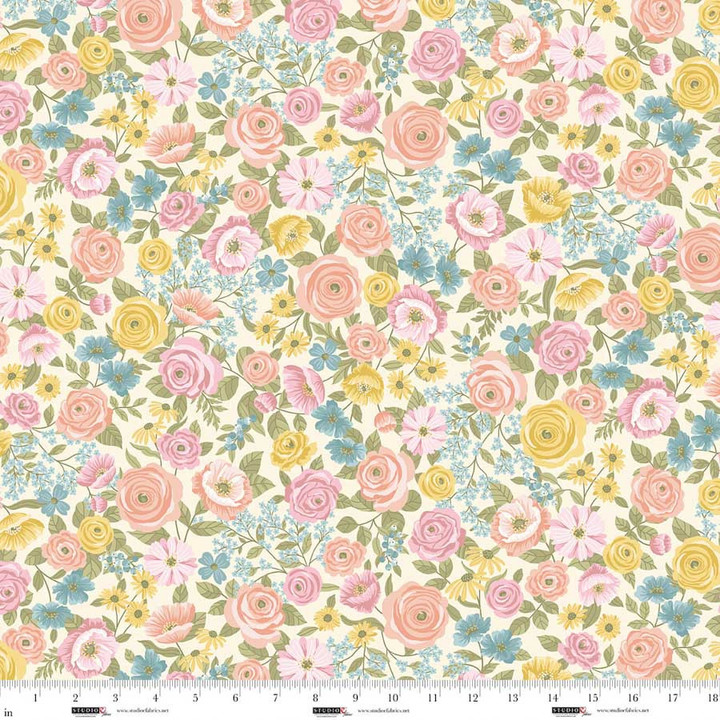 Layla Pastel Wildflower Garden Cotton Fabric