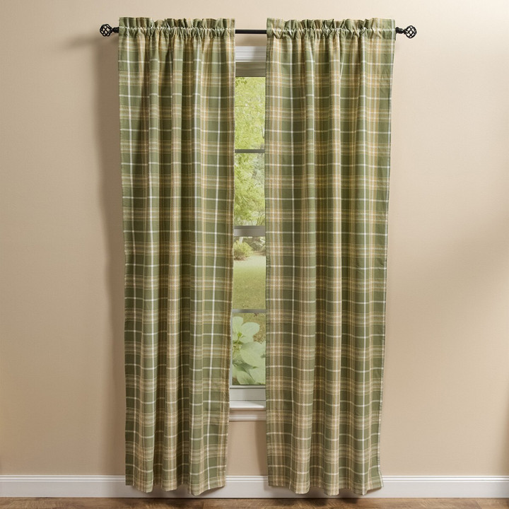 Blossom Grove Plaid Window Curtain Panels, 72" x 84" L
