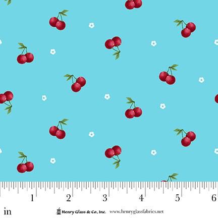 Cherries Baby Turquoise Cherry Toss Cotton Fabric