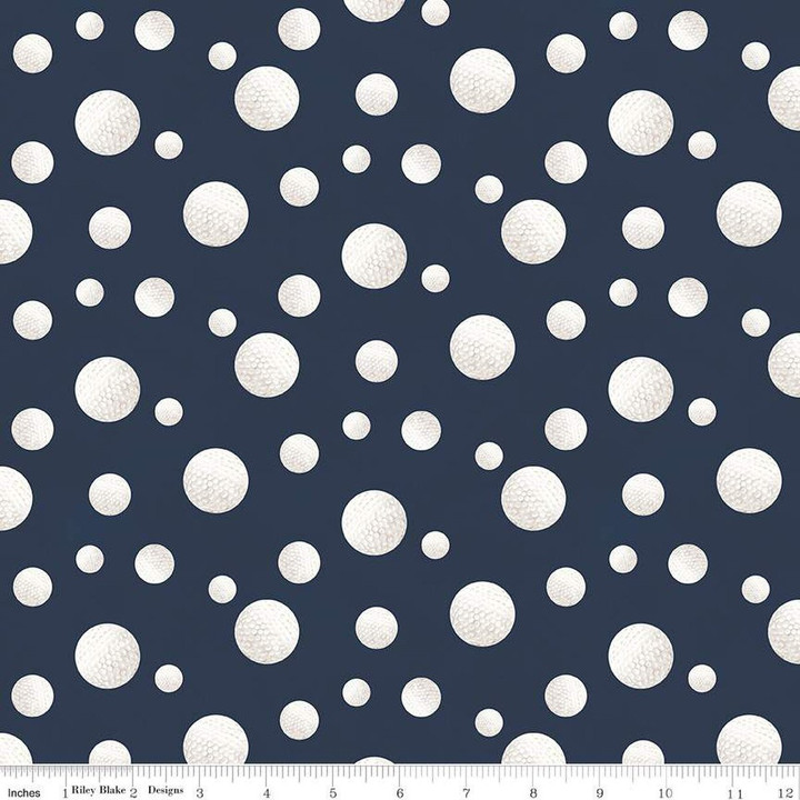 Golf Days Navy Golf Ball Toss Dots Cotton Fabric
